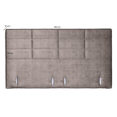 Tête de lit 180 cm rembourrée en tissu velours marron taupe - BRANDON