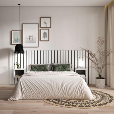 Tête de lit 258x107x3cm Lit de 150-160-180cm couleur blanc