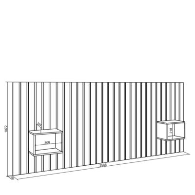 Tête de lit 258x107x3cm Lit de 150-160-180cm couleur blanc