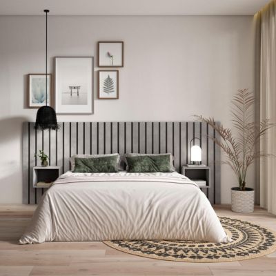 Tête de lit 258x107x3cm Lit de 150-160-180cm couleur gris ciment
