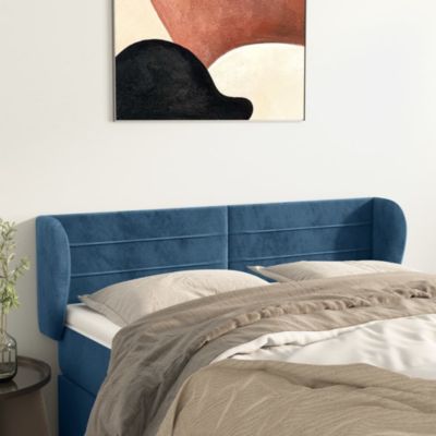 Tête de lit avec oreilles Bleu foncé 147x23x78/88 cm Velours vidaXL