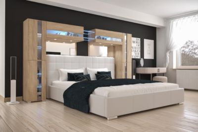 Tête de lit avec rangement Armoire - pont de lit PANAMA 14/M/S/3-1C chêne sonoma 290x184x35cm