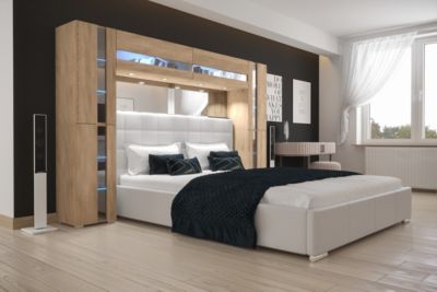 Tête de lit avec rangement Armoire - pont de lit PANAMA 14/M/S/5-1A chêne sonoma 256x184x35cm