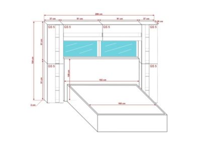 Armoire De tête de lit - Tête De Lit Chêne fumé 180x18,5x104,5 cm q14
