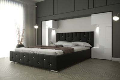 Tête de lit avec rangement Armoire - pont de lit PANAMA 3/21W/HG2 blanc/blanc brillant 282-322x159x35cm