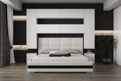 Tête de lit avec rangement Armoire - pont de lit PANAMA 4/M/W/3-1B blanc 240x223x35cm
