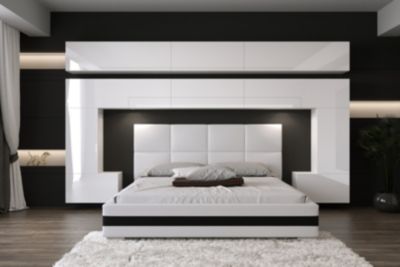 Tête de lit avec rangement Armoire - pont de lit PANAMA 5/HG/W/2-1C blanc/blanc brillant 300x214x35cm