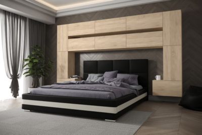 Tête de lit avec rangement Armoire - pont de lit PANAMA 7/M/S/5-1C chêne sonoma 300x213x35cm