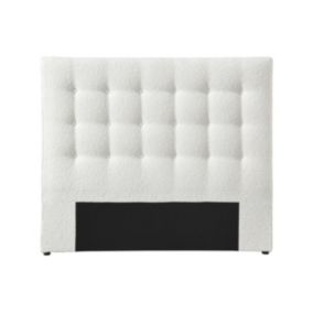 Tête de lit capitonnée 140 cm - Tissu bouclette - Blanc - FRANCESCO