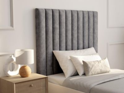 Tête de lit coutures verticales - 110 cm - Tissu - Gris - SARAH