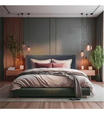 Tête de lit largeur 160 x 80 cm tissu couleur Gris sombre