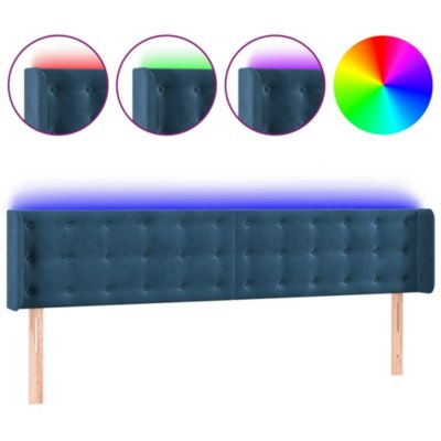 Tête de lit à LED Bleu foncé 183x16x78/88 cm Velours vidaXL