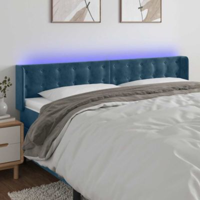 Tête de lit à LED Bleu foncé 183x16x78/88 cm Velours vidaXL