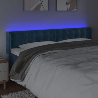 Tête de lit à LED Bleu foncé 183x16x78/88 cm Velours vidaXL