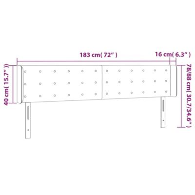 Tête de lit à LED Bleu foncé 183x16x78/88 cm Velours vidaXL