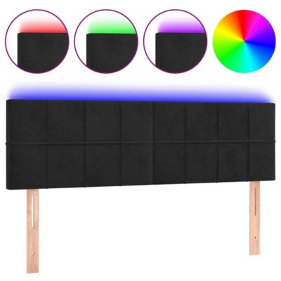Tête de lit à LED Noir 144x5x78/88 cm Velours vidaXL