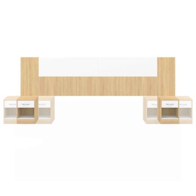 Tête de lit sur pied avec chevets modulables SAPA pour lit 140, 160 ou 180 cm bois et blanc