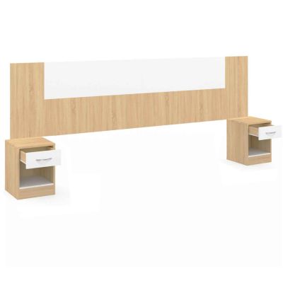 Tête de lit sur pied avec chevets modulables SAPA pour lit 140, 160 ou 180 cm bois et blanc