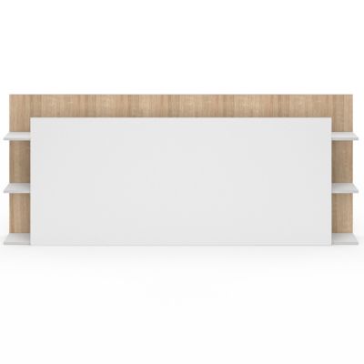 Tête de lit sur pied CIRI pour lit 140 et 160 cm avec rangements blanc et bois