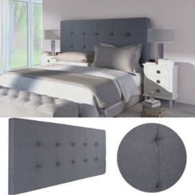 Tête de lit suspendue ELZA pour lit 140 et 160 cm capitonnée en tissu gris anthracite