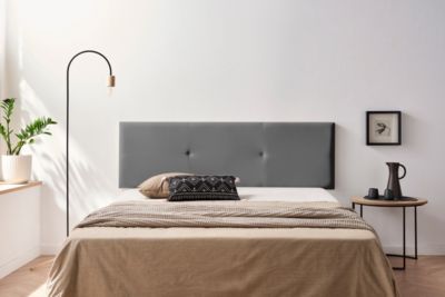 Tête de Lit Tapisée ALMA Simili cuir 90x50x5 cm - Gris Foncé - Moonia