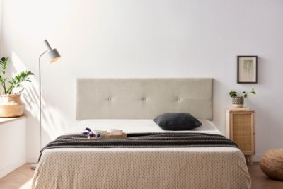 Tête de Lit Tapisée NAPOLI Aqualine 90x50x5 cm - Beige Toast - Moonia