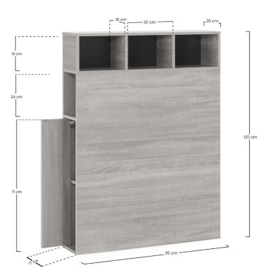 Tête de lit Zeus 95 cm chêne, 2 portes 9 trous
