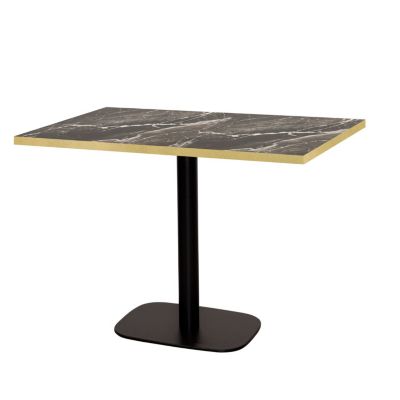 Table 120x70cm - modèle Round marbre royal chants laiton - Restootab