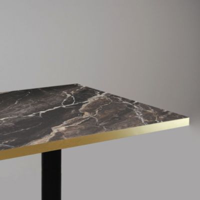 Table 120x70cm - modèle Round marbre royal chants laiton - Restootab