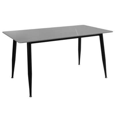 Table 160 x 90 cm plateau céramique gris et pieds évasés - RYDER