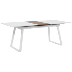 Table 160 x 90 cm plateau extensible blanc et bois clair KALUNA