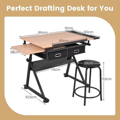 Table a Dessin Inclinable avec Tabouret Station de Dessin Hauteur ...
