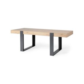 Table a manger - Décor chene artisan et Gris Ombre - L 223,9 x P 93 x H 78,6 cm - LOFT
