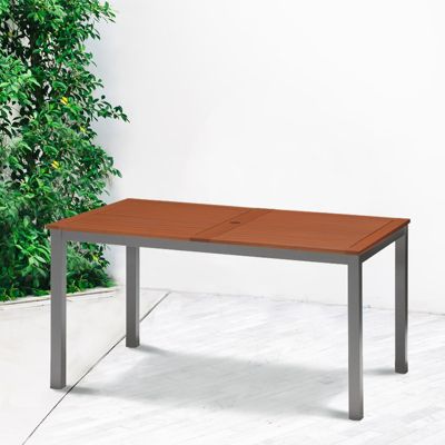Table a Manger de Jardin Chillvert Napoles Bois Aluminium 140x79,7x74,4 cm Marron