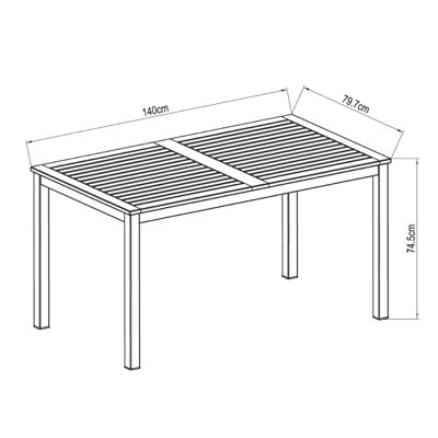 Table a Manger de Jardin Chillvert Napoles Bois Aluminium 140x79,7x74,4 cm Marron