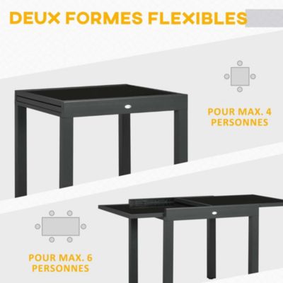 Table a manger extensible sans tiroir OUTSUNNY 4 personnes en metal 160 x 80 cm