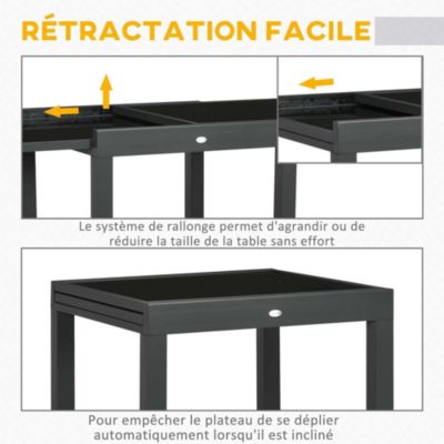 Table a manger extensible sans tiroir OUTSUNNY 4 personnes en metal 160 x 80 cm