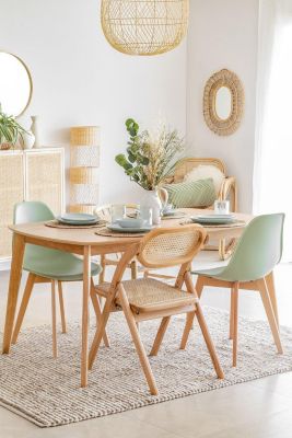 Table a manger rectangulaire en bois massif d hevea 150x90 cm