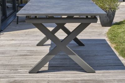 Table à rallonge rectangulaire en aluminium et verre extensible floride DCB Garden mat gris anthracite H. 77cm x l. 100cm