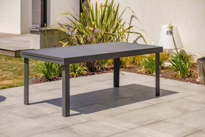 Table à rallonge rectangulaire en aluminium extensible Copenhague DCB Garden mat gris anthracite H. 75cm x l. 100cm