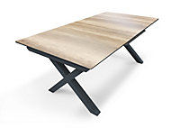 Table à rallonge rectangulaire en aluminium extensible floride DCB Garden mat gris anthracite et effet bois H. 77cm x l. 100cm