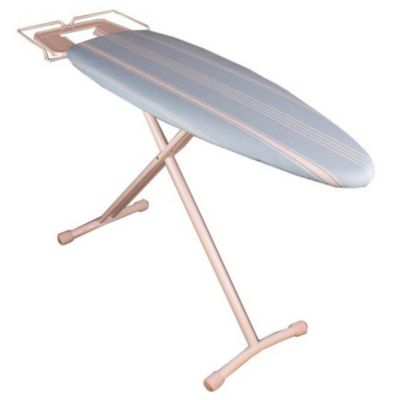 Table à repasser avec pieds blanc et housse coton bleu et blanc L.124 x l.40 x H.max 94 cm, Kitchen Move Bermude