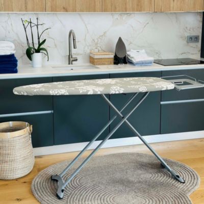 Table à repasser avec pieds gris et housse coton L.130 x l.47 x H.max 90 cm, Kitchen Move Wild