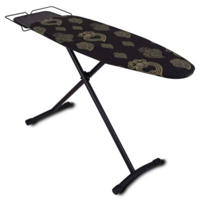 Table à repasser avec pieds noirs en acier et housse coton L.125 x l.41 h H.max 96 cm, Kitchen Move Utah