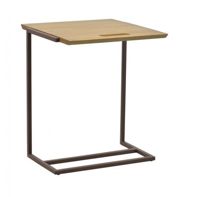 Table auxiliaire table d'appoint en pin et métal marron - LINEA