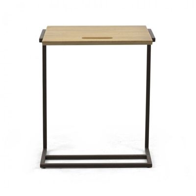 Table auxiliaire table d'appoint en pin et métal marron - LINEA