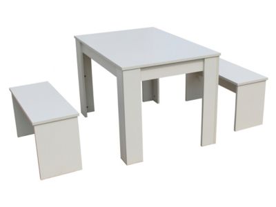 Table avec 2 bancs "Tino"  110 x 74 x 70 cm  Blanc