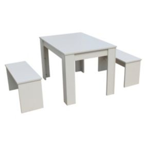 Table avec 2 bancs "Tino"  110 x 74 x 70 cm  Blanc