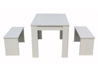 Table avec 2 bancs "Tino"  110 x 74 x 70 cm  Blanc