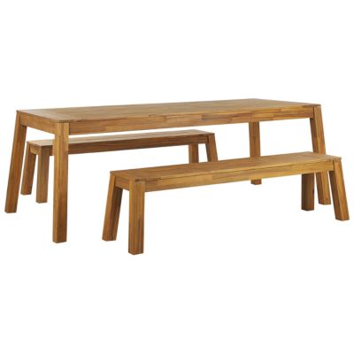 Table avec banc LIVORNO Acacia 225x105x77 cm Bois clair